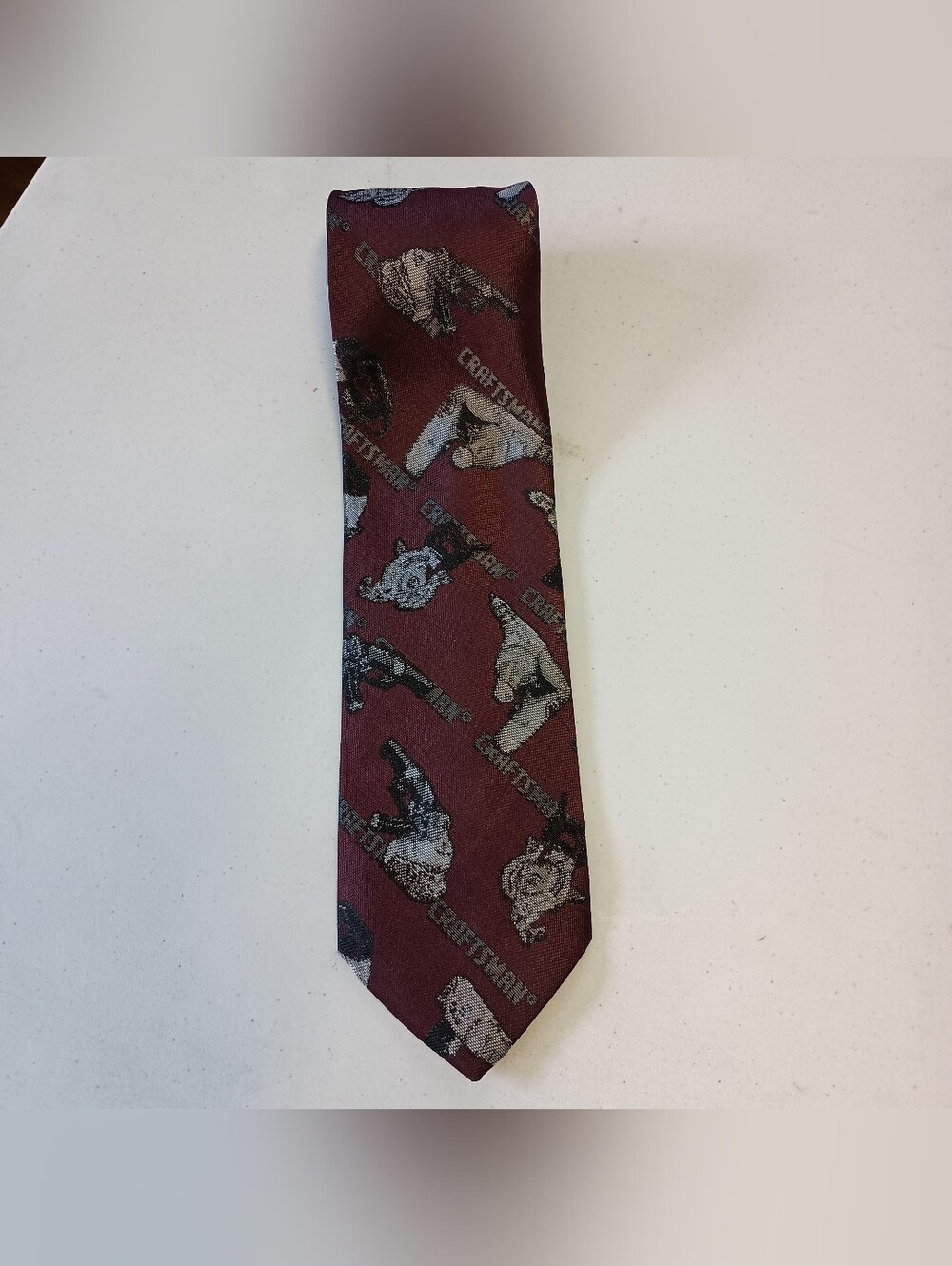 Vintage 90s Craftsman Tools Tie Ralph Marlin Novelty Necktie Carpenter Teacher